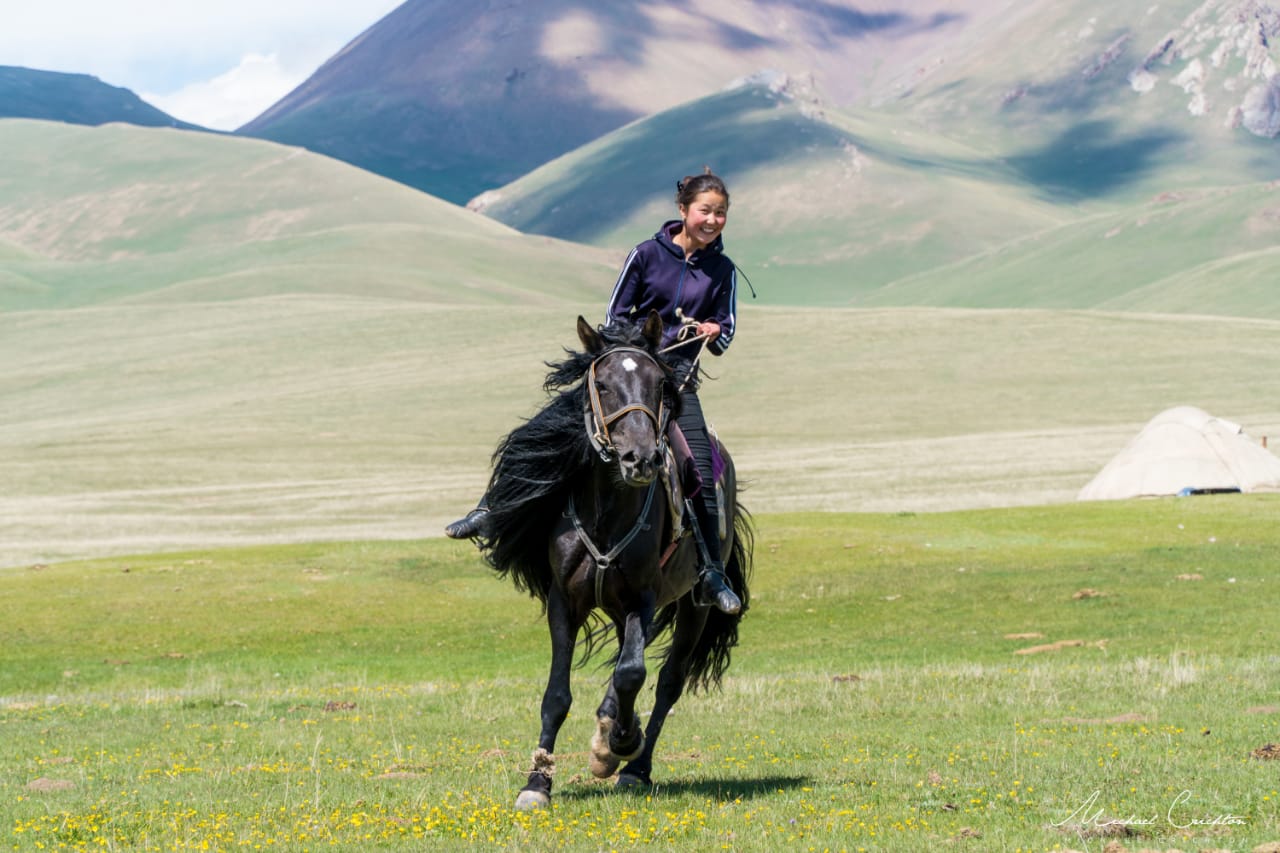 Horse riding at Song Kol lake